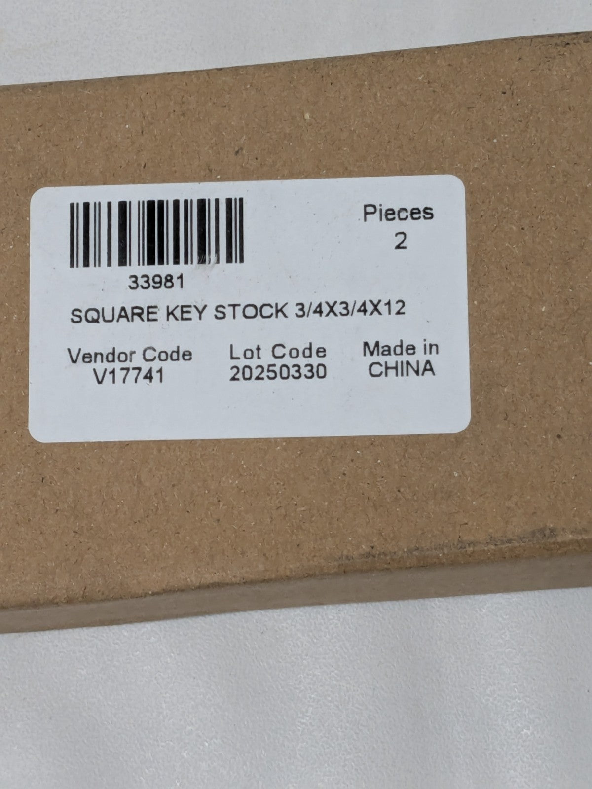 Oversized Key Stock: 3/4" H, 3/4" W, 12" L, Cold Drawn Steel 2 Pack 33981