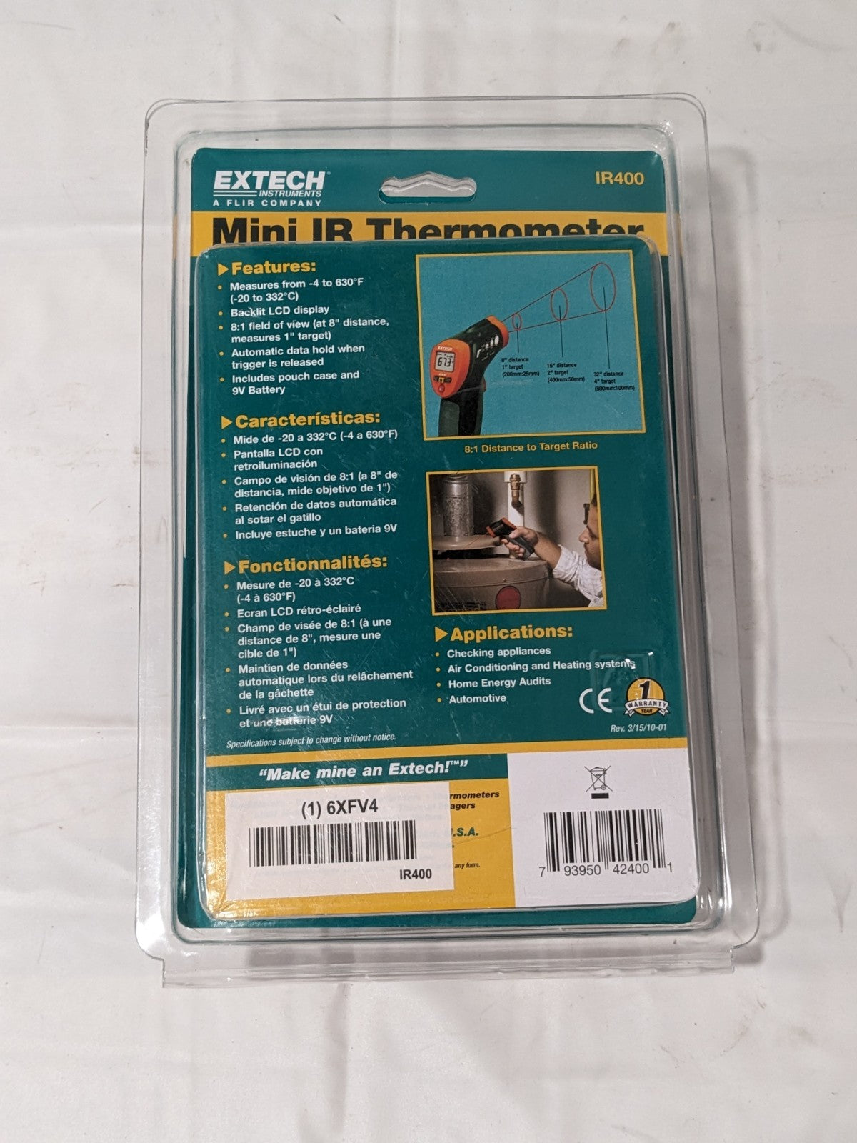 EXTECH -20 to 332°C (-4 to 630°F) Infrared Thermometer IR400