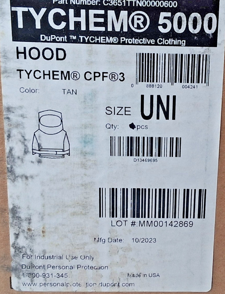 Dupont Tychem Chemical Protection Hood Tan Size Universal QTY5 C3651TTN00000600