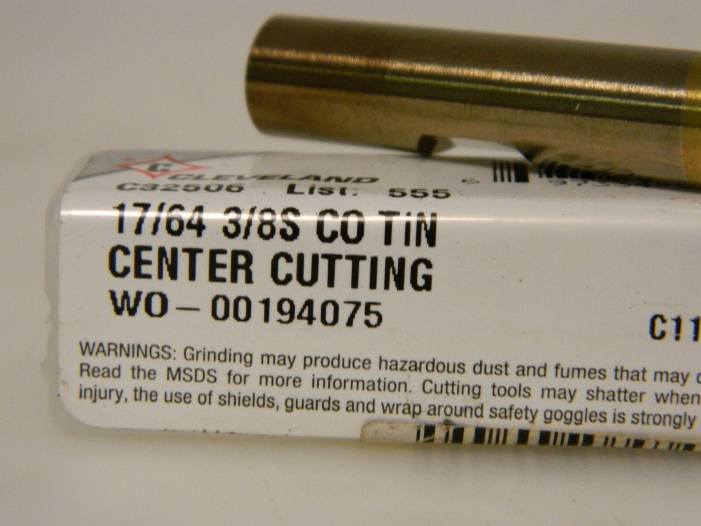 Cleveland Single Square End Mill 17/64" X 9/16" TiN Cobalt 2FL Qty 2 C32506