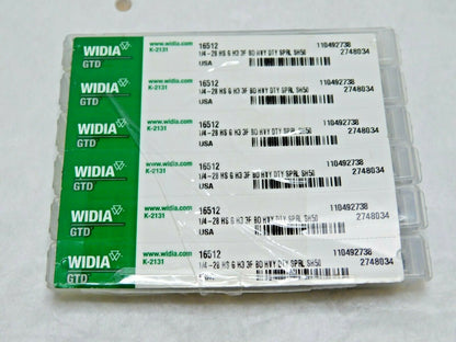 PACK of 6 Widia GTD Spiral Flute Taps HSS 1/4-28 H3 3FL 16512 2748034