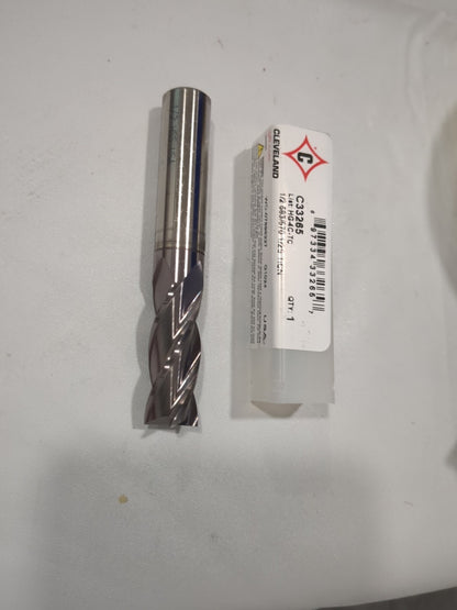 CLEVELAND Square End Mill: 1/2" Dia, 1-1/4" LOC, 4 Fl HSS C33265
