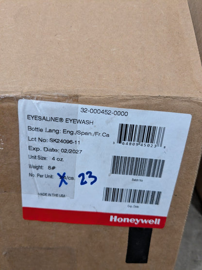 Honeywell Eyesaline Eyewash 23 Pack 4 oz Bottles Exp 02/2027 32-000452-0000