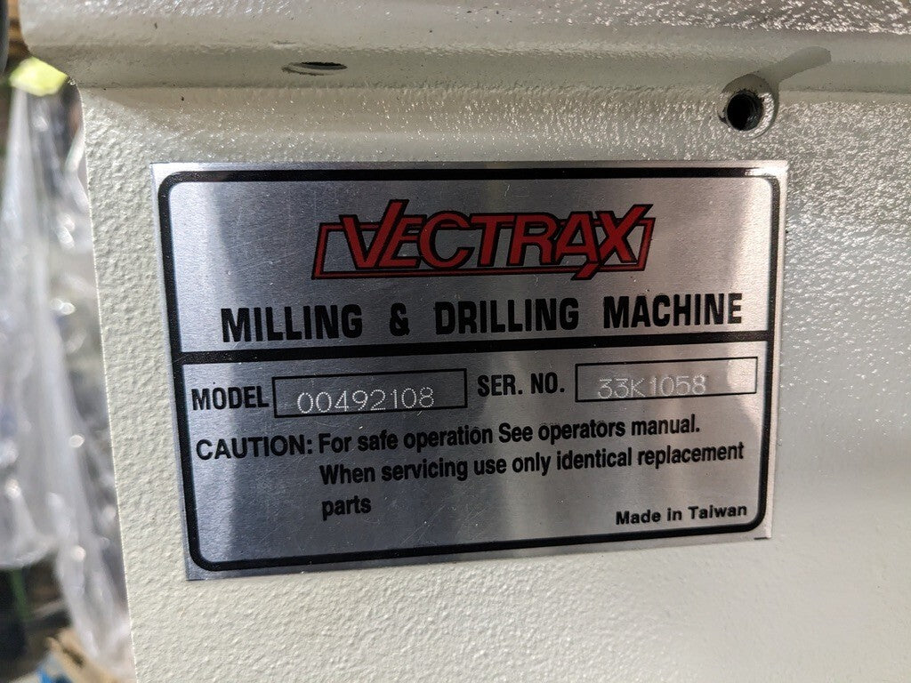Vectrax 20" Variable Speed Mill / Drill 170 - 2000 RPM 2 HP 220v Parts / Repair