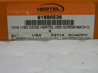HERTEL Screw Machine Length Drill Bit 0.9375 Dia 118 ° HSS 61698536