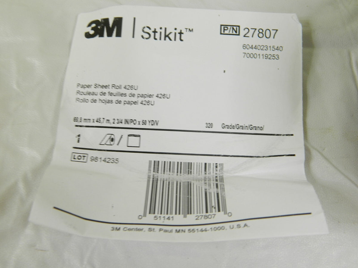 3M Adhesive Back Sanding Sheet 320 Grit, 2-3/4 X 50 Yd 7000119253