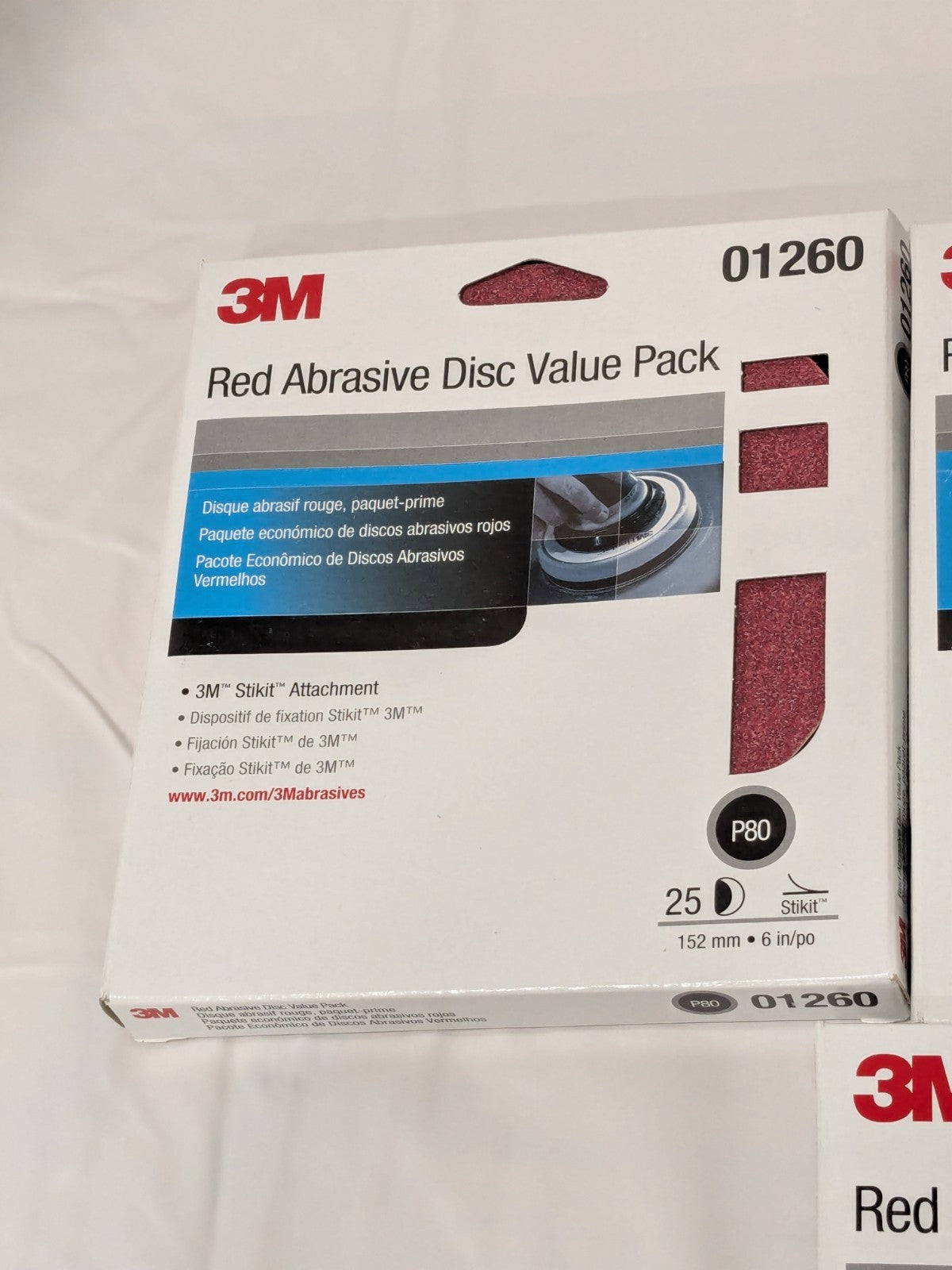 3M Red Abrasive Stikit Disc Value Pack, 01260, 6 in, P80 Qty 100 7010327776