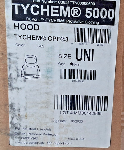Dupont Tychem Chemical Protection Hood Tan Size Universal QTY5 C3651TTN00000600