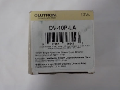 Lutron DV-10P-LA Diva 1000W Incandescent / Halogen Single Pole Dimmer LT Almond