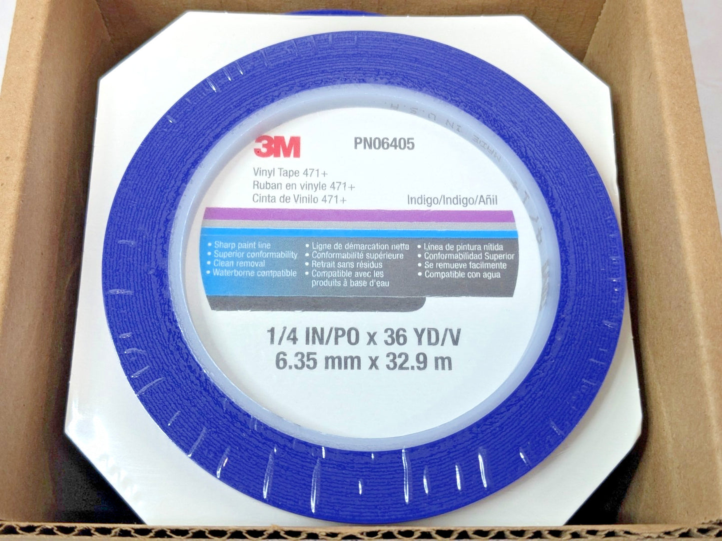 12 PK 3M Indigo Vinyl Tape Rolls 471+ 1/4" X 36 YD 06405