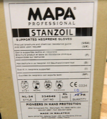 Mapa Pro XL 12" Long Supported Neoprene Chemical Resistant Gloves Qty 10 Pair