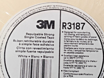 3M R3287 Repulpable Strong Single Coated Tape White 72mm X 55m QTY 12 7100028052