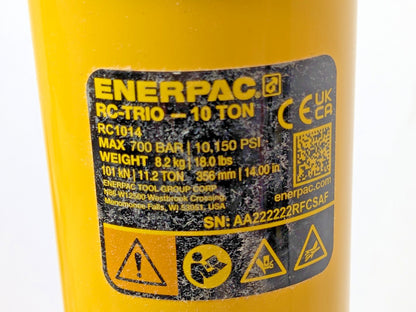 Enerpac Portable Hydraulic Cylinder Single Acting 11.2 Ton 14" Stroke RC1014