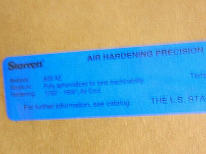 Starrett 36 Inch L x 3-1/2 W x 3/8 Thick Tool Steel Air Hardening Flat Stock