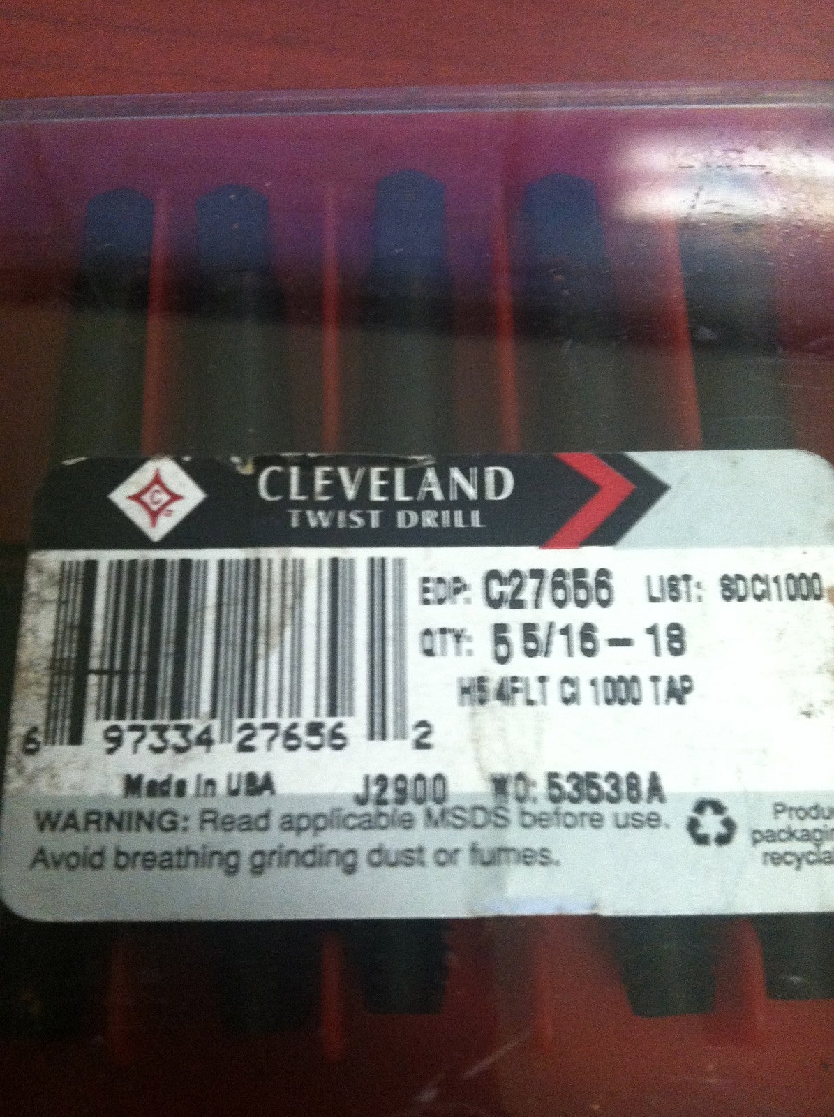 Cleveland C27656 5/16"-18 H5 4F Modified Bottom Powdered Metal Oxide Hand Tap