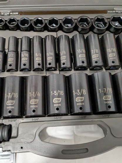 GEARWRENCH 39 Pc 1/2" Drive 6 Point Standard & Deep Impact SAE Socket Set 84947N