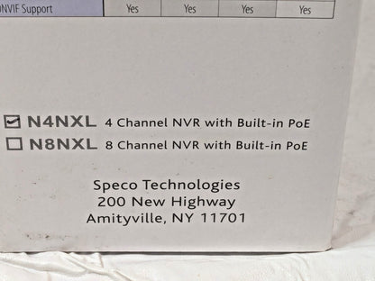 Speco 4-Channel Plug/Play Network Video Recorder w Built-In PoE 1TB N4NXL1TB