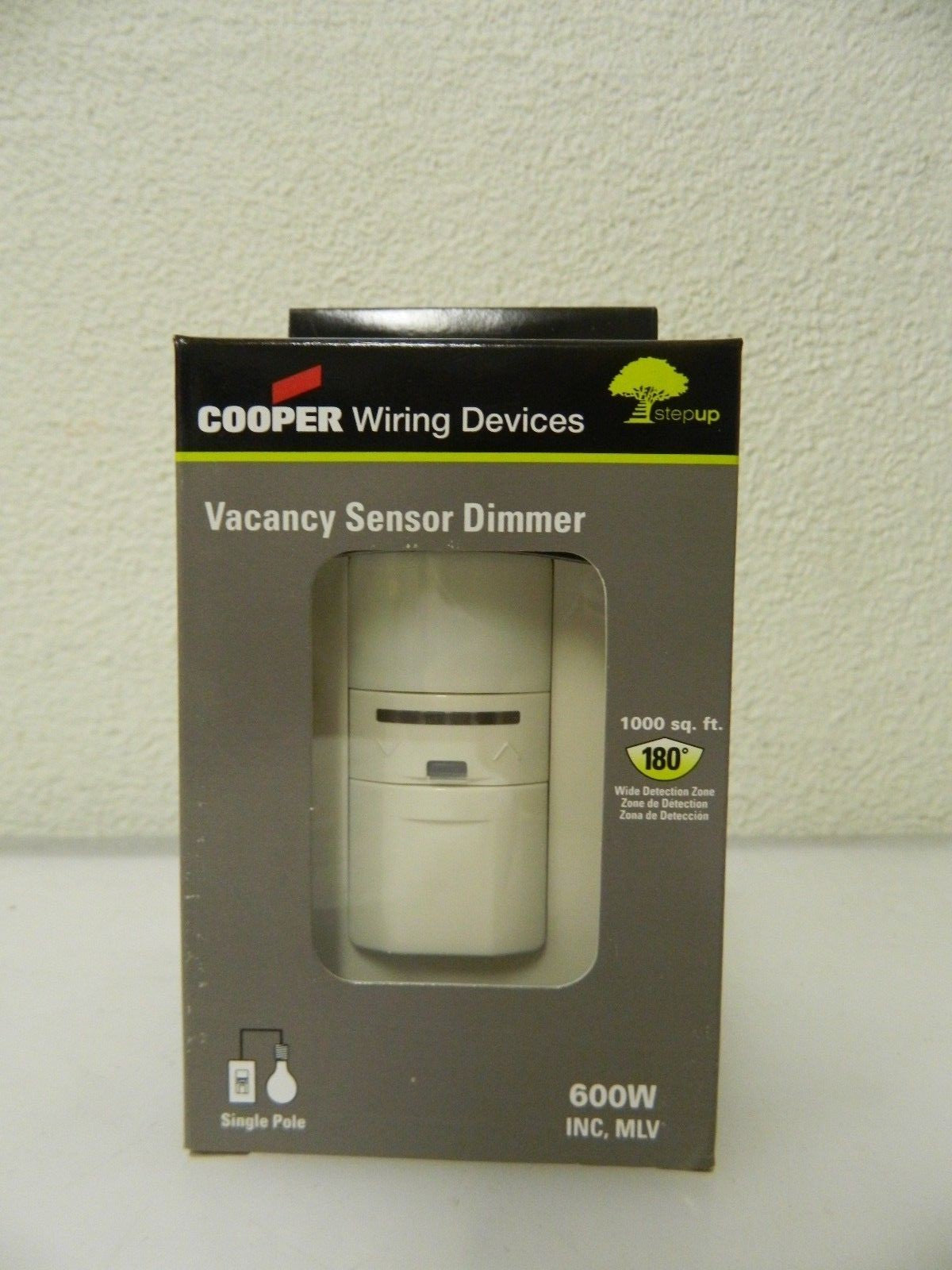 Cooper Wiring Infrared Vacancy Sensor Wall Switch 1,000 Sq. Ft. Cover VS106D1-LA