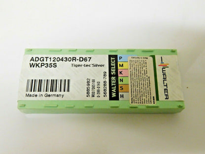 Walter Carbide Milling Inserts ADGT120430R-D67 Grade WKP35S Qty 10 5885982