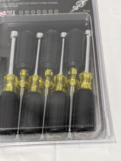 Klein Tools Nut Driver Set: 7 Pc, 5 to 10 mm, Hollow Shaft 65160