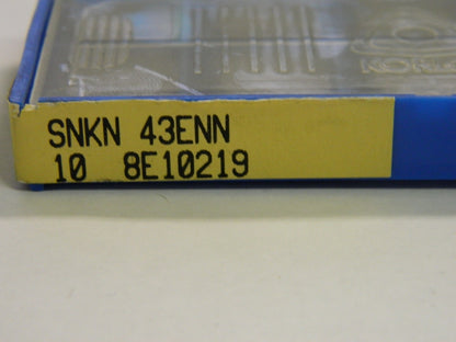 Korloy Snkn1204enng10 Snkn43enn C-2 Carbide Milling Inserts, Qty 10 03235488