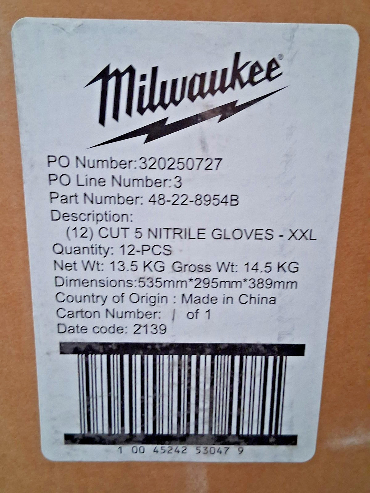 Milwaukee Tool Gloves QTY4 Size 2XL 48-22-8954B