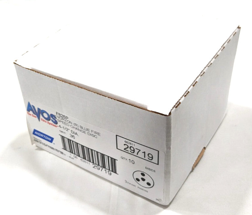NORTON F826P 4-1/2" Fiber Disc  5/8-11 ID  36 Grit *Box of 10* 662611297219