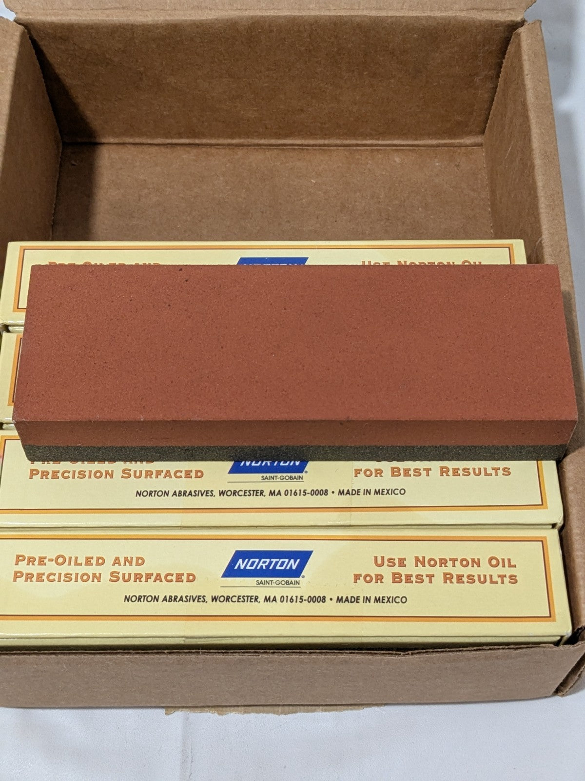 Norton Sharpening Stone 6'' OAL, 2'' W, 1'' Thick, Rectangle Qty 5 61463685560