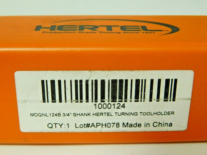 Hertel Turning Toolholder LH 3/4"x3/4"x 4-1/2" 17.5° MDQNL124B 1000124