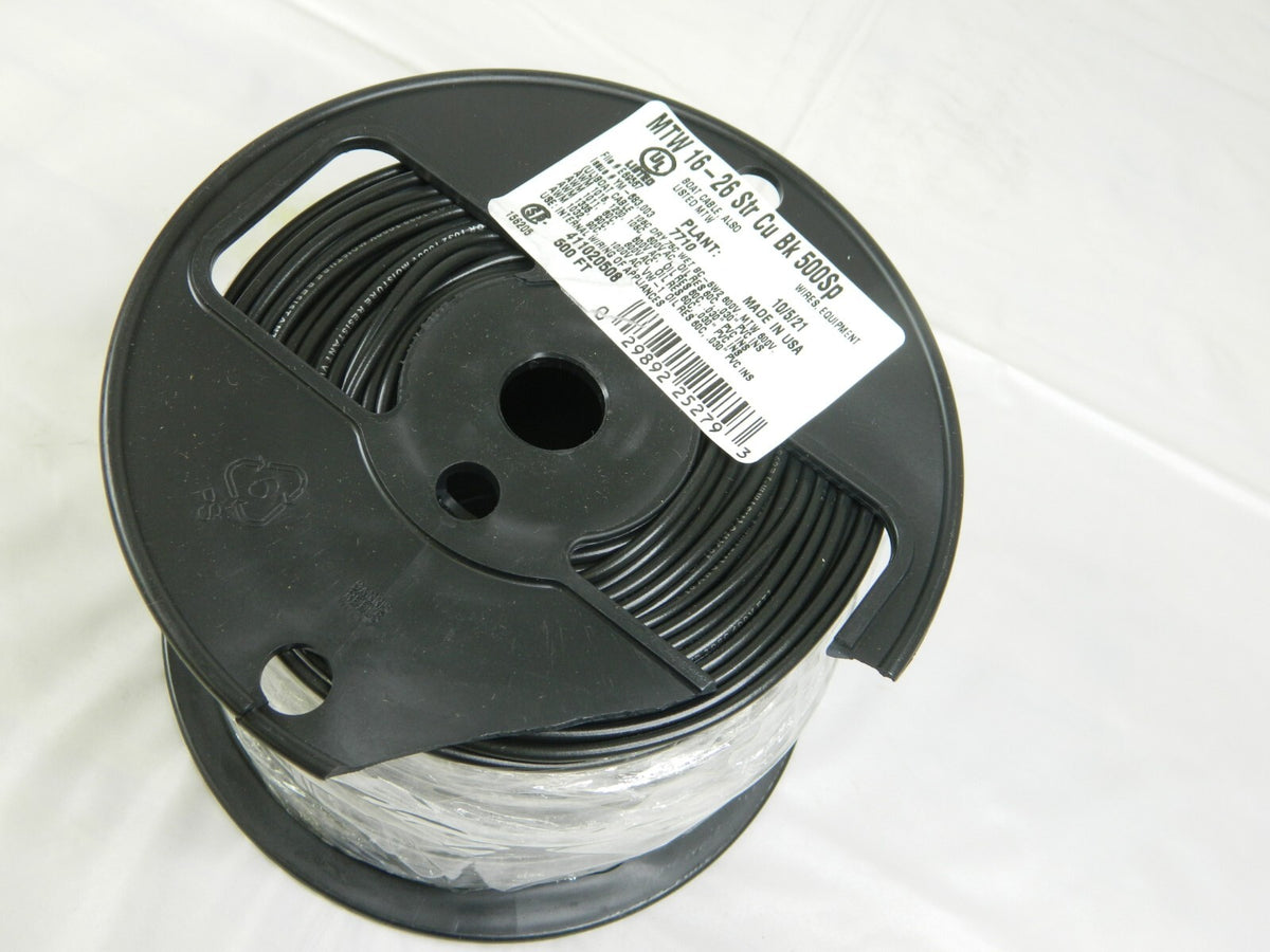 SOUTHWIRE 16 AWG, 26 Strand, Black Machine Tool Wire 500 Ft. Long 411020508