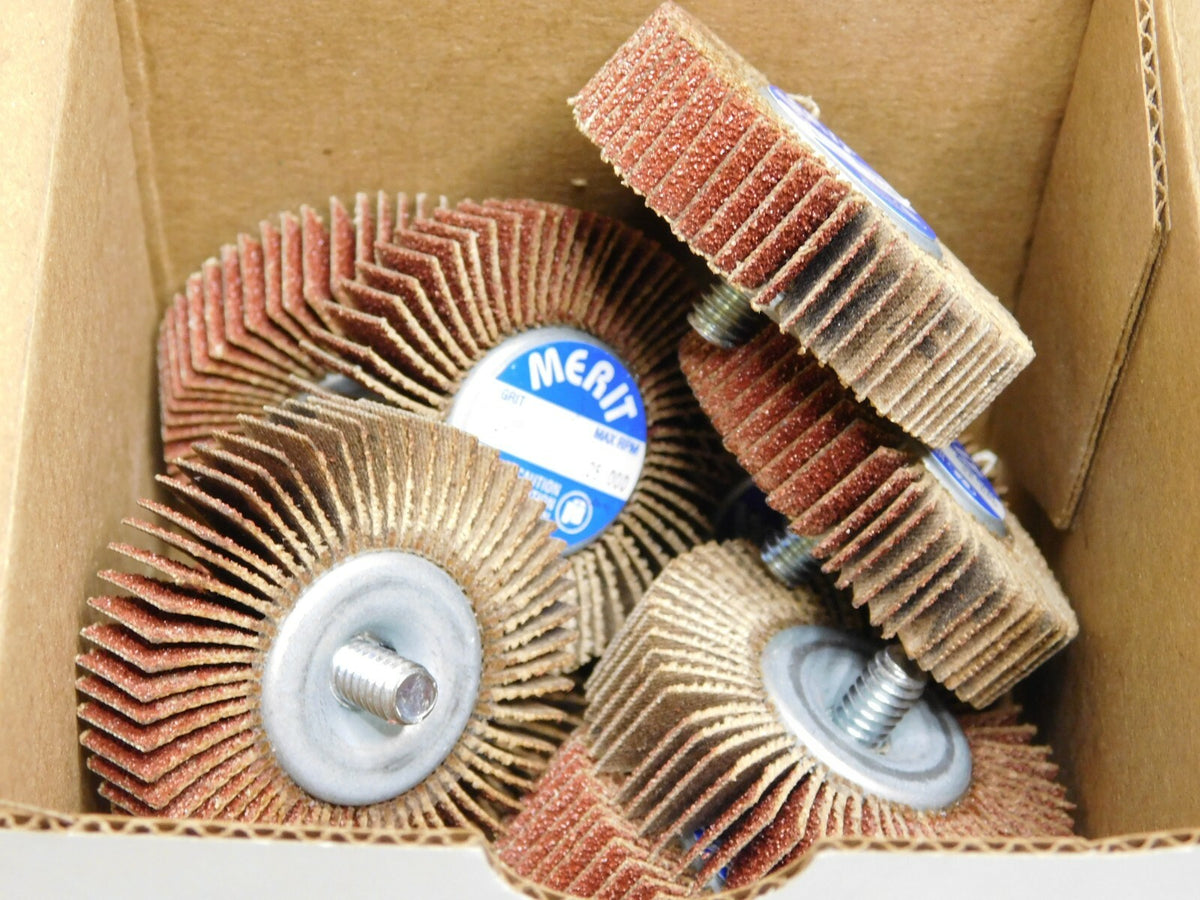 10 PACK Merit Abrasives MiniWheels 2" x 1/2" x 1/4"-20THD 60 Grit 8834133001