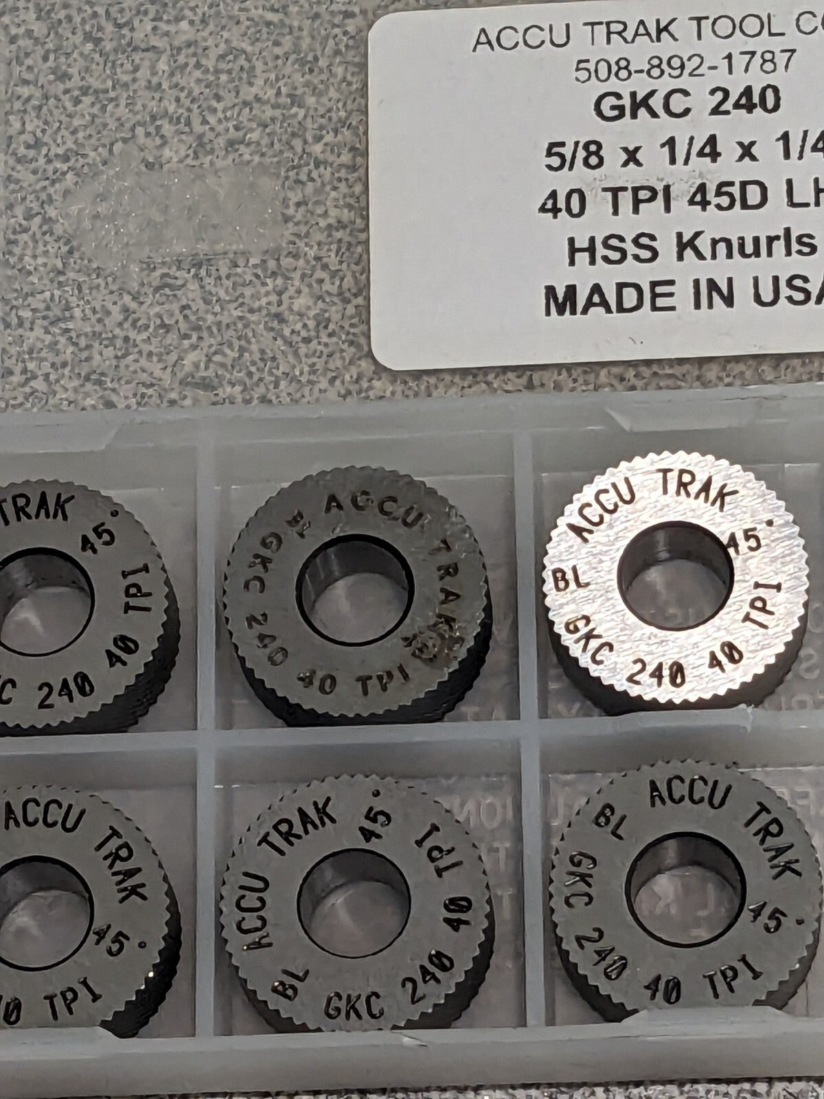 Accu Trak Knurl Wheel 5/8X1/4X1/4 90D 40TPI Qty 6 GKC240