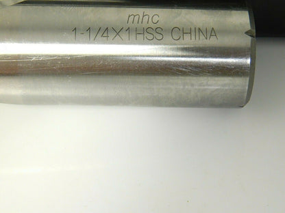 MHC Square End Mill HSS RH 1-1/4" Dia x 1" Shank Dia x 4-1/8" OAL