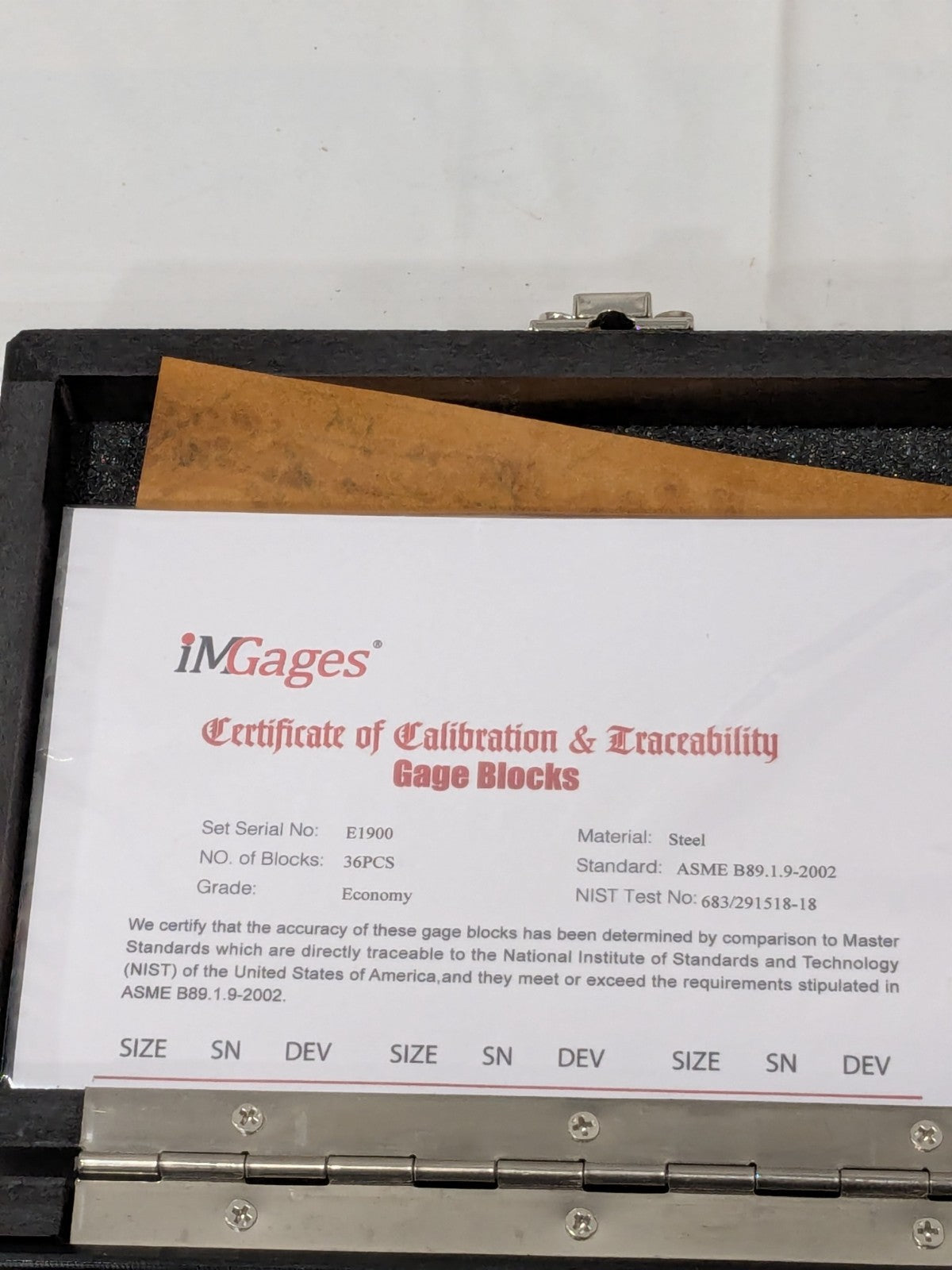 IMGAGES Gage Block Set: 0.05 to 4'' Range, 36 Pc, Economy Grade, Steel 630-4105