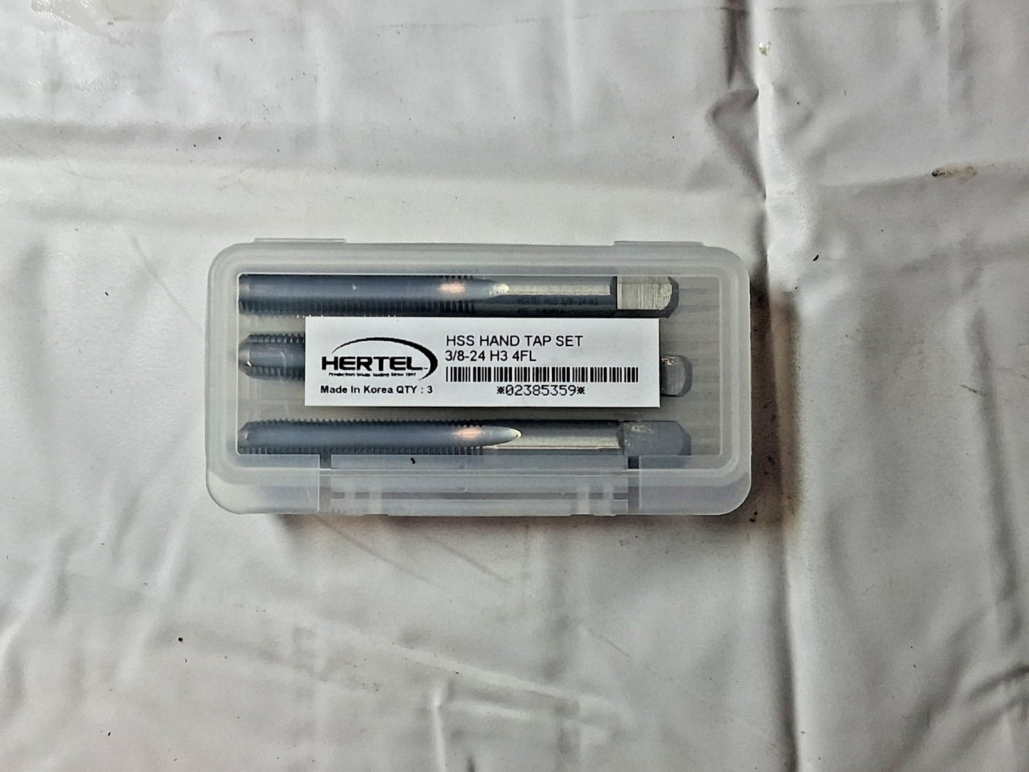 Hertel 3 Pc Hand Tap Set HSS Bright Finish 3/8-24 UNF 4FL 02385359
