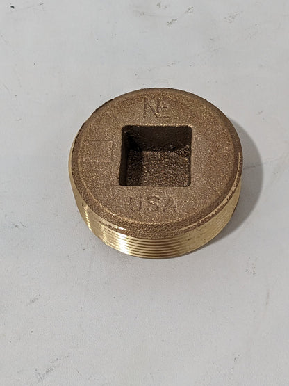 Mertit Brass Pipe Countersunk Plug: 2" Fitting, Threaded, MNPT x FNPT 118-32