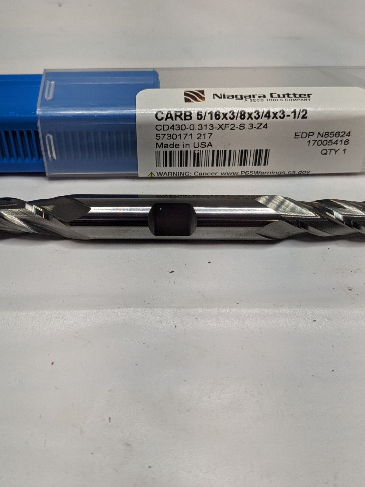 Niagara Square End Mill: 5/16" Dia, 3/4" LOC, 4 Flutes N85624