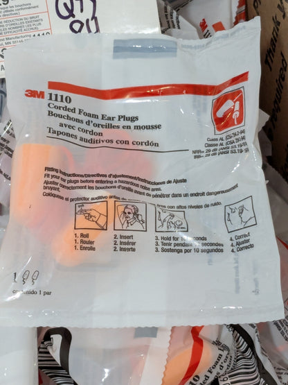 3M Earplugs: 29 dB, Foam, Bullet, Roll Down, Corded Qty 84 7100099848