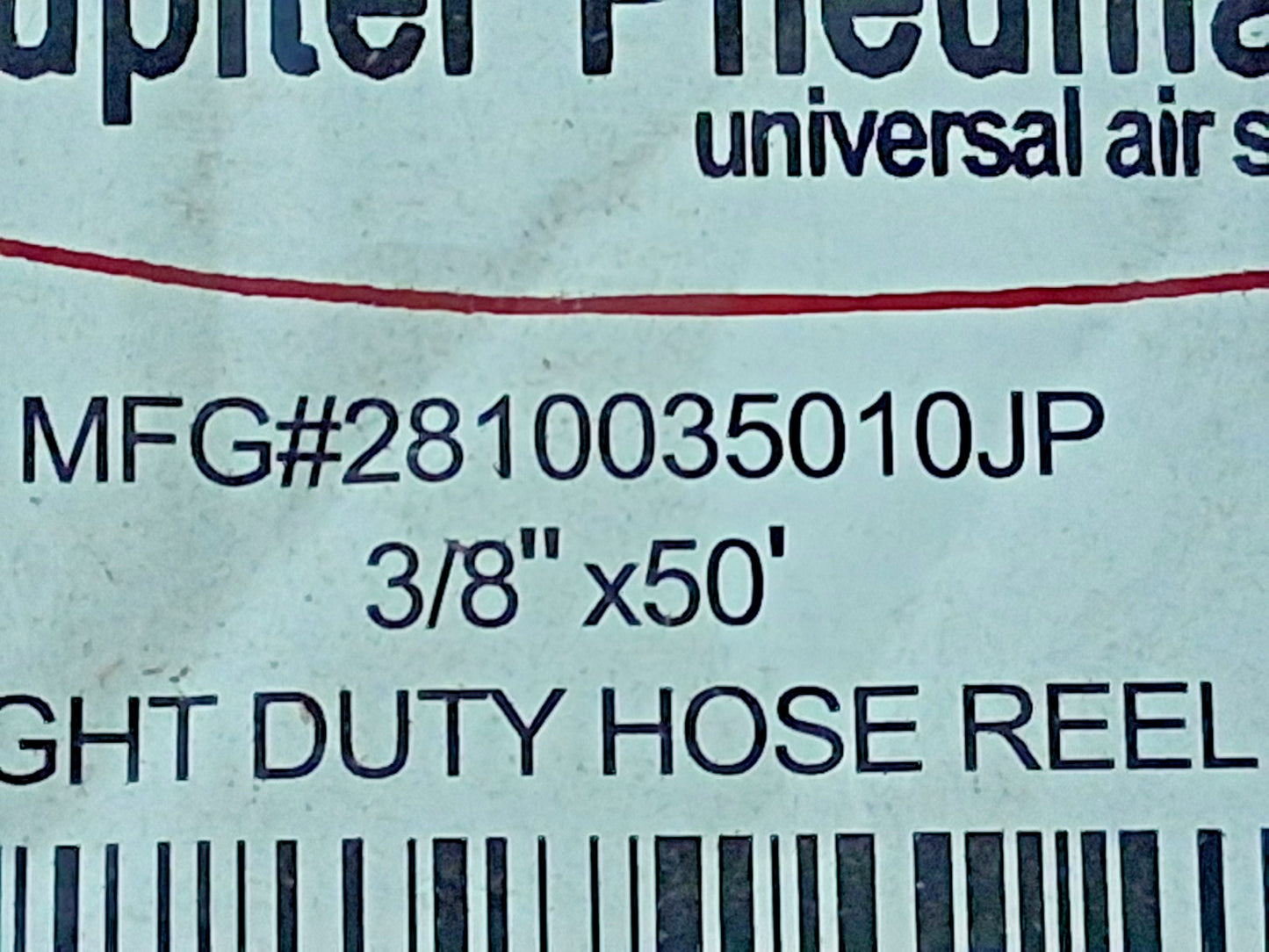 Jupiter Pneumatics Hose Reel with Hose 3/8" ID Hose x 50Ft 2810035010JP