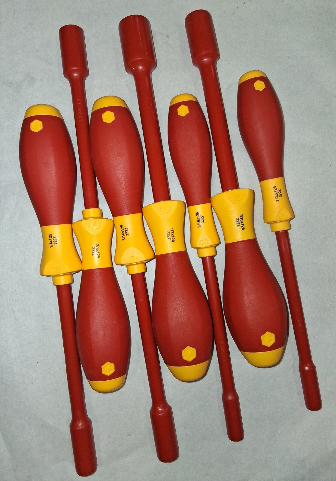 Wiha Nut Driver Set 7 Pc 3/16 to 1/2" Solid Shaft Ergonomic Handle 32294