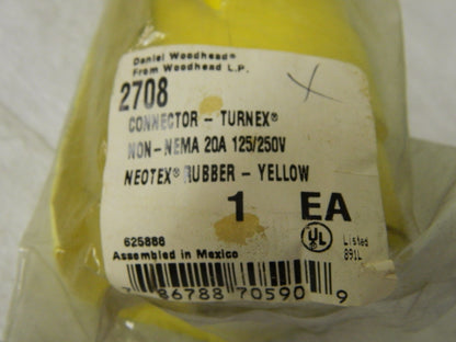 Woodhead Straight Ungrounded Industrial Connector 125/250 VAC 20A  2708