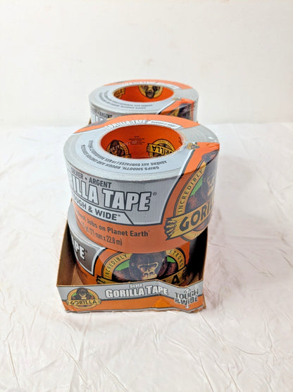 PACK OF 4 Gorilla Tape Silver Tough & Wide Tape 2.8" X 25 yd 105680