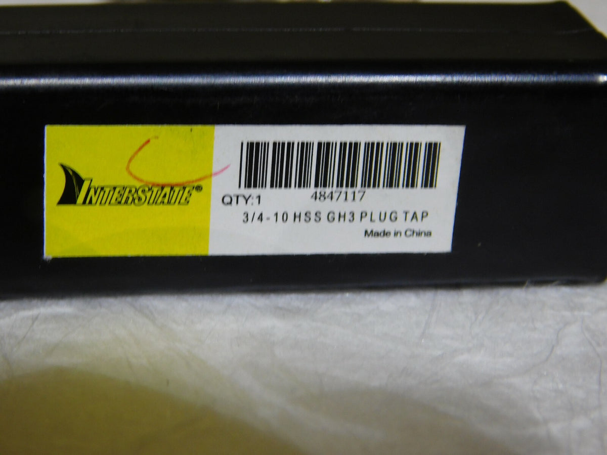 Interstate HSS St Flute Standard Hand Tap 3/4-10 UNS 4Fl RH 4.25 OAL 4847117