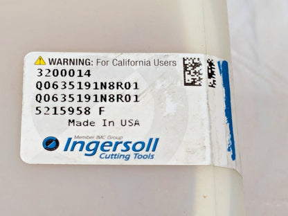 Ingersoll Cutting Tools Indexable Drill 2.500"Diam Q0635191N8R01 3200014