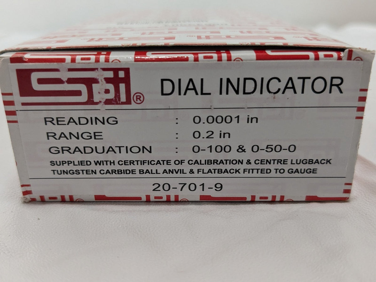 SPI Dial Drop Indicator 0.2" Range 0-100 &amp; 0-50-0 Grad 0.0001" Rea