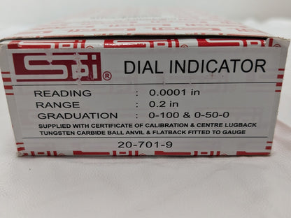 SPI Dial Drop Indicator 0.2" Range 0-100 &amp; 0-50-0 Grad 0.0001" Rea