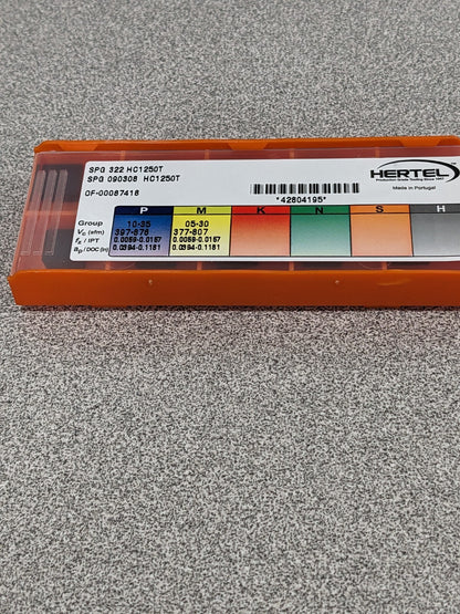 HERTEL Turning Insert: SPG322 HC1250T, Solid Carbide Qty 10 42804195