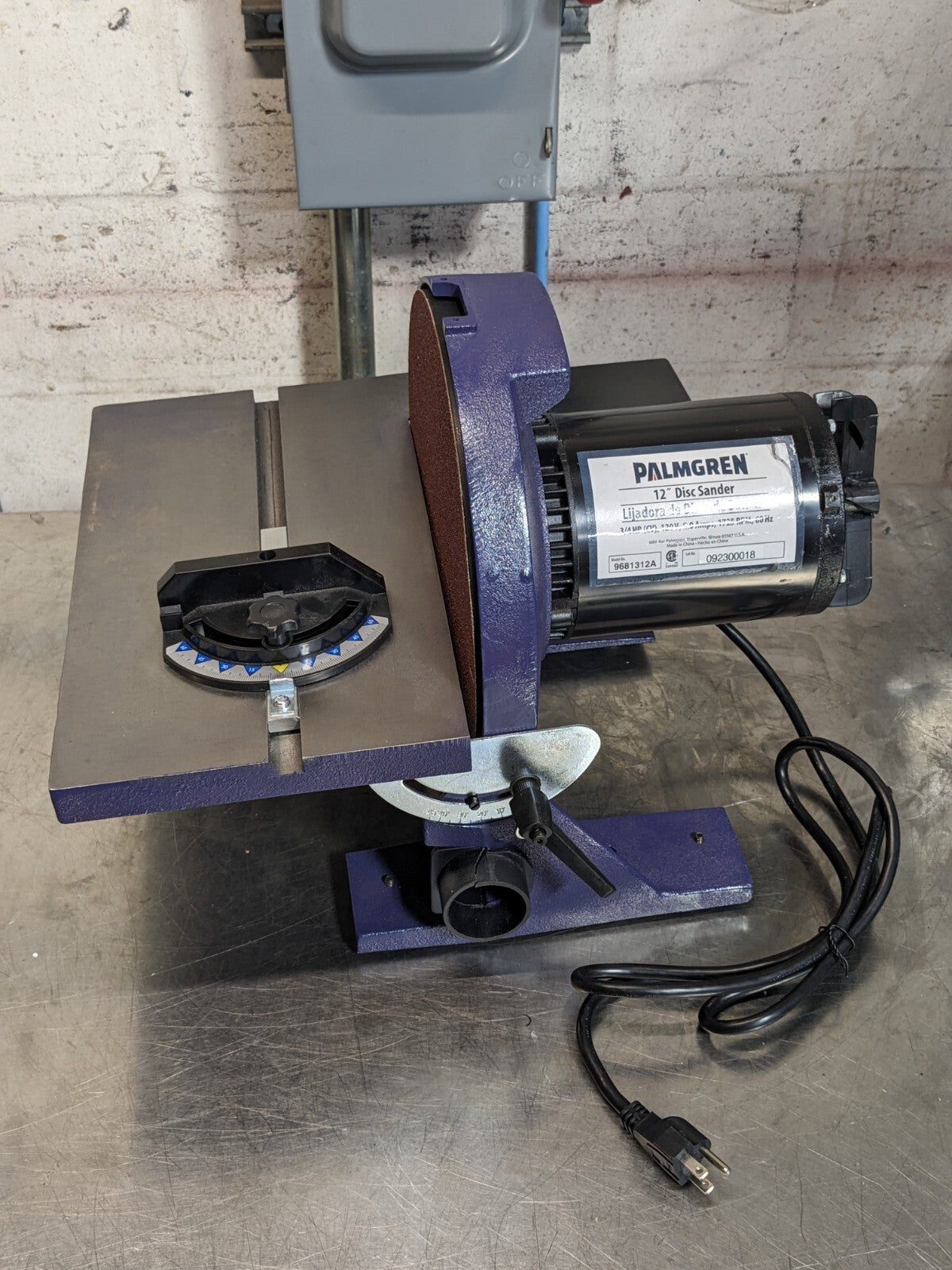 Palmgren Bench Top Disc Sander 12" Diameter 1725 RPM 3/4 HP 120v PARTS / REPAIR