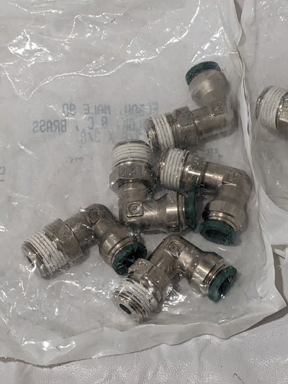 PARKER Push-to-Connect Tube x MNPT x Tube x Male Fitting: 3/8" OD Qty 5 12549