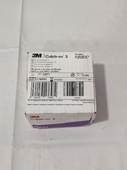 3M Depressed-Center Wheel: 4" Dia, 5/32" Thick, 3/8" Hole Qty 10 7100305152